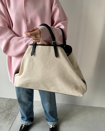 LOYTO STORE｜【RIEMPIRE（リエンピーレ）】DELFINA コットンキャンバス レザーハンドル トートバッグ